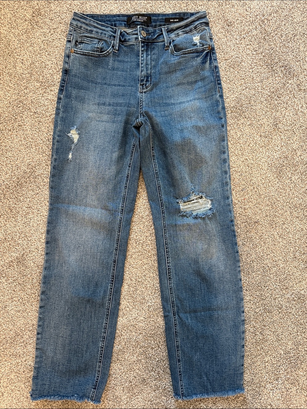 Judy Blue Distressed Straight Leg Jeans - Medium Blue